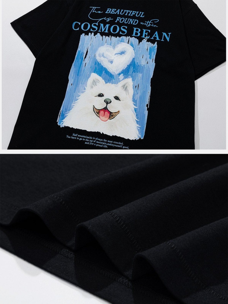 Noir  T Shirts Aelfric Eden Cute Samoyed Print Tee - MRZ-9213160